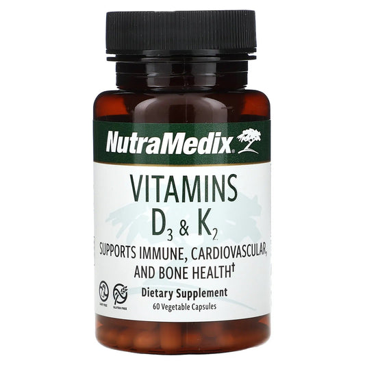 NutraMedix
Vitamins D3 & K2, 60 Vegetable Capsules