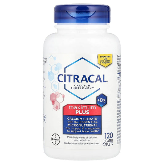 Pre-Order | Arrives in 5–10 Days – Citracal
Calcium Supplement + D3, Maximum Plus, 120 Coated Caplets
