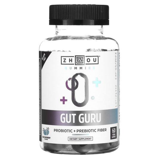 Zhou Nutrition
Gut Guru, Blue Raspberry, 60 Vegan Gummies