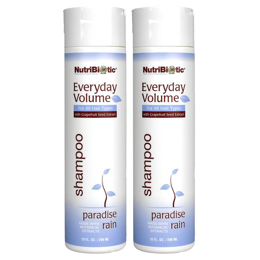NutriBiotic Everyday Volume Shampoo, Paradise Rain, 10 Fl. Oz Twin Pack | GSE & Botanicals for All Hair Types | Free of Parabens, Sulfates, Dyes, Colorings, Cocamide DEA & Chlorine Derivatives