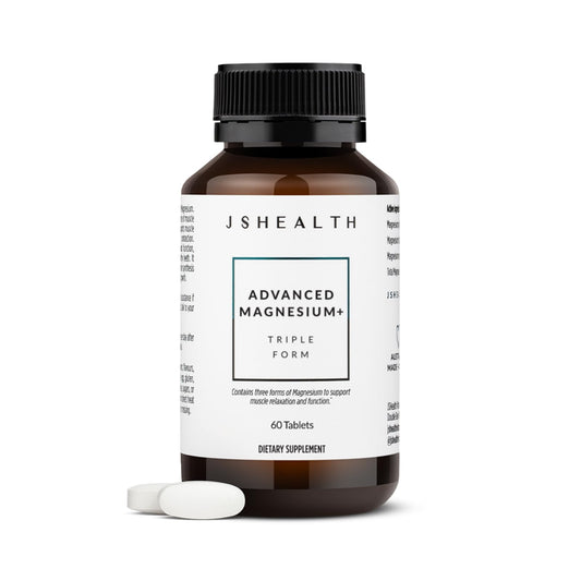 JSHealth Vitamins Advanced Magnesium Supplements with Magnesium Glycinate & Citrate for Muscle Relaxation (60 Tablets)