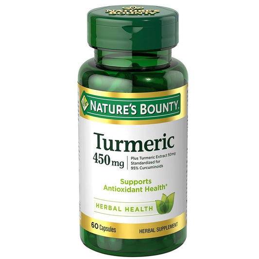 Nature's Bounty Turmeric Capsules, Supports Antioxidant Health, Herbal Health Supplement, 450 Mg, 60 Ct