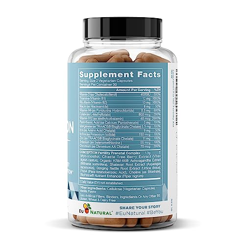 Pre-Order | Arrives in 5–10 Days – Conception Fertility Supplements for Women – Prenatal Vitamins – Promote Hormone Balance, Cycle Consistency, Aid Ovulation – Myo-Inositol, Folate, Folic Acid, Vitex, More – 60 Vegetarian Soft Capsules