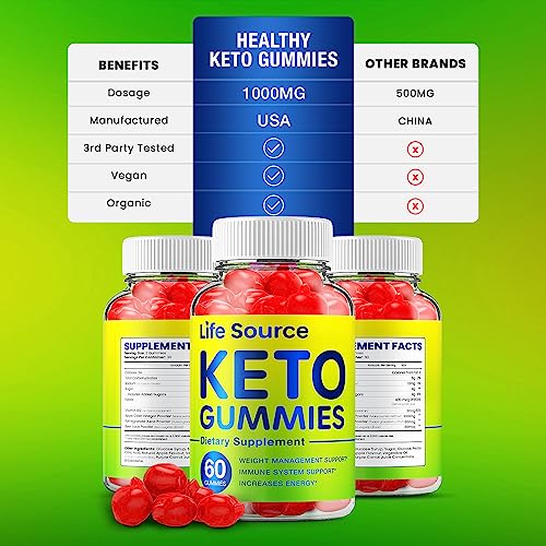 Life Source Keto ACV Gummies Keto Life Source ACV Advanced Formula Shark Plus Apple Cider Vinegar Keto Tank Gummies Dietary Supplement B12 Beet Root Juice Men Women (60 Gummies)