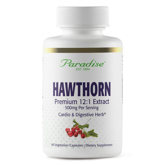 Paradise Herbs Hawthorn Berry, Active Whole Spectrum Extract, Super Potent, Ultra Pure, Vegan, Non-GMO, Gluten Free, 60 Vegetarian Capsules