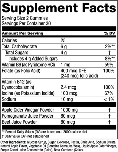 Pre-Order | Arrives in 5–10 Days – Essential Elements Apple Cider Vinegar Gummies from The Mother - Naturally-Sourced, Vegan ACV with Folic Acid and Vitamin B6 & B12 60 Count