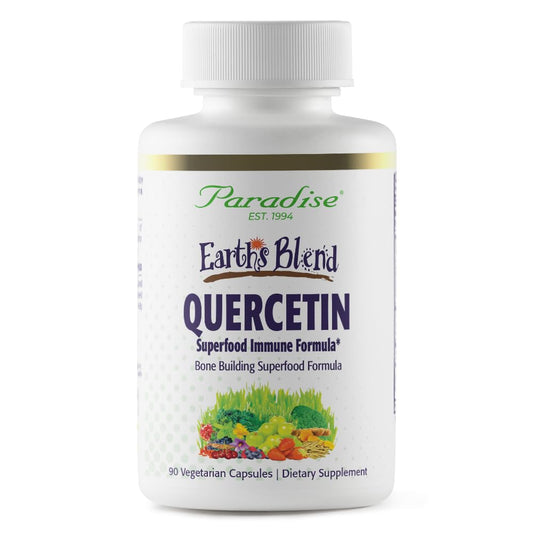 Pre-Order | Arrives in 5–10 Days – Paradise Herbs Earth's Blend Quercetin, for Immunity, Antioxidant Activity, Probiotics, Adaptogens, Vegan, Non GMO, Gluten Free, 90 Vegetarian Capsules