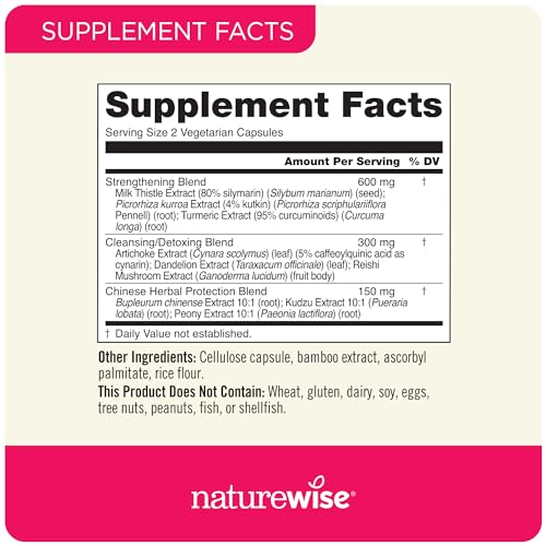 NatureWise Liver Balance Detox Supplement - Triple Repair Formula with Milk Thistle, Dandelion, Turmeric, Artichoke, Reishi Mushroom & Kudzu, Vegan - 60 Capsules[30-Day Supply]