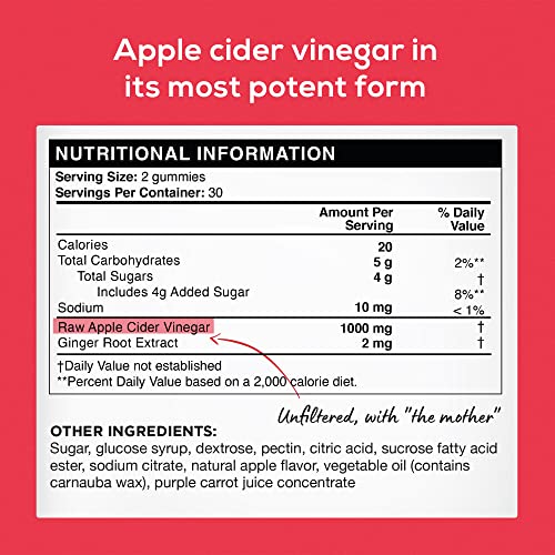𝐖𝐈𝐍𝐍𝐄𝐑 𝟮𝟬𝟮𝟯* Apple Cider Vinegar Gummies with The Mother, Perfect Balance of Flavor and Nutrition, Supports Gut Health, Digestion & Weight Management, Keto-Friendly, Vegan, 60 ACV Gummies