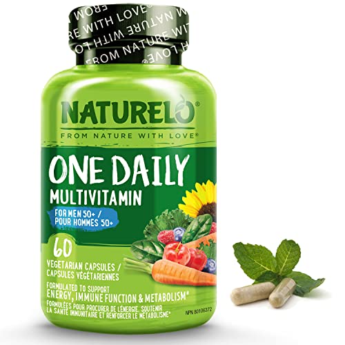 NATURELO One Daily Multivitamin for Men 50+ - with Vitamins & Minerals + Organic Whole Foods - Supplement to Boost Energy, General Health - Non-GMO - 60 Capsules | 2 Month Supply