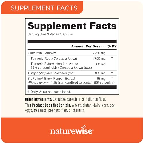 NatureWise Curcumin Turmeric 2250mg - 95% Curcuminoids & BioPerine Black Pepper Extract for Advanced Absorption - Daily Joint and Immune Health Support - Vegan, Non-GMO, 180 Count[60-Day Supply]