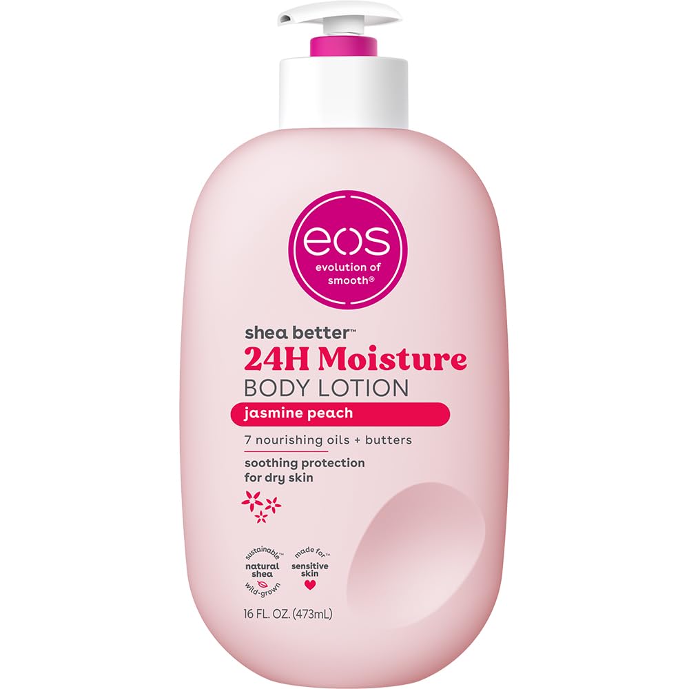 Pre-Order | Arrives in 5–10 Days – eos Shea Better Body Lotion- Jasmine Peach, 24-Hour Moisture Skin Care, Lightweight & Non-Greasy, Made with Natural Shea, Vegan, 16 fl oz