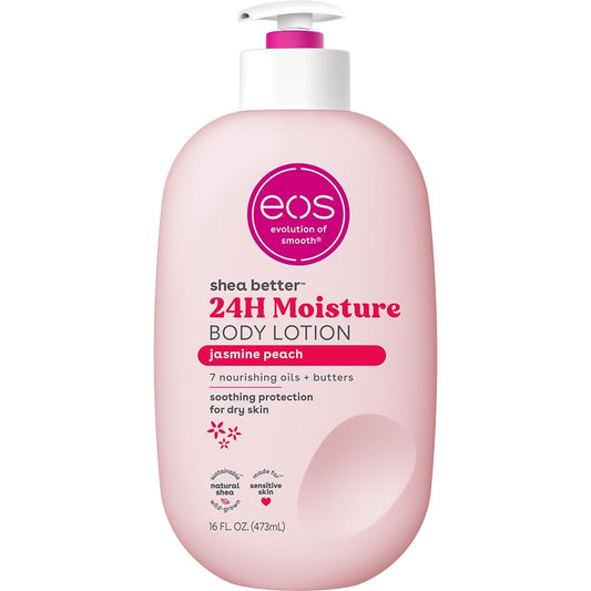 Pre-Order | Arrives in 5–10 Days – eos Shea Better Body Lotion- Jasmine Peach, 24-Hour Moisture Skin Care, Lightweight & Non-Greasy, Made with Natural Shea, Vegan, 16 fl oz