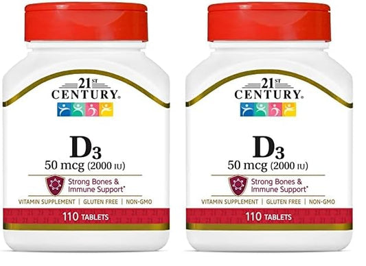 21st Century D3 2000 IU Tablets, 110 Count (Pack of 2)