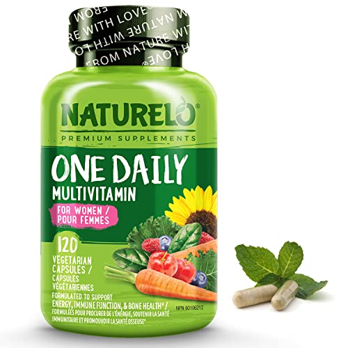 NATURELO One Daily Multivitamin for Women - Energy Support - Whole Food Supplement to Nourish Hair, Skin, Nails - Non-GMO - No Soy - Gluten Free - 120 Capsules | 4 Month Supply