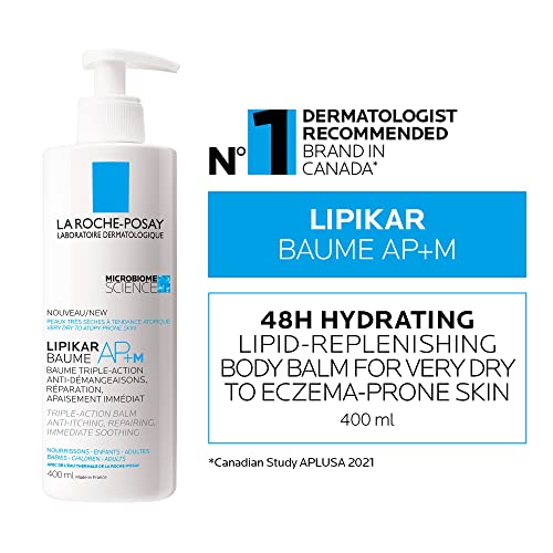 La Roche-Posay Lipikar Balm AP+M body lotion for dry skin, ECZEMA-prone cream with Shea Butter & Niacinamide. Anti-Itch, itchy skin relief for face, body & hands. Babies, children & adults, 400ml.