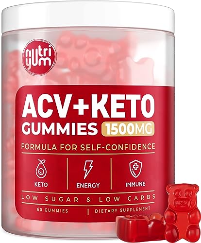 Keto ACV Gummies 1500 mg - ACV Keto Gummies Vegan Natural Advanced ACV Keto Gummies - Low Carbs ACV Gummies for Detox Cleanse, Gelatin-Free ACV Gummies - 60 pcs