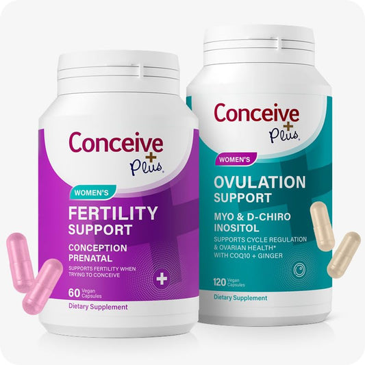 Pre-Order | Arrives in 5–10 Days – CONCEIVE PLUS Ovulation + Women's Fertility Combo, Supports Fertility and Ovarian Regulation, 60 + 120 Capsules
