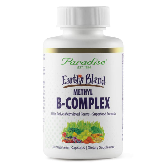 Paradise Herbs, Earth's Blend B-Complex, Methylated, Enzymatically Active Forms of B Vitamins + Superfoods, Supports Energy & Immunity, 60 Capsules