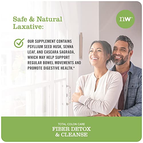 NatureWise Total Colon Care Fiber Cleanse with Herbal Laxatives, Prebiotics, & Digestive Enzymes for Healthy Elimination, Safe Digestion & Weight, Detox, & Gut Health [1 Month Supply - 60 Count]