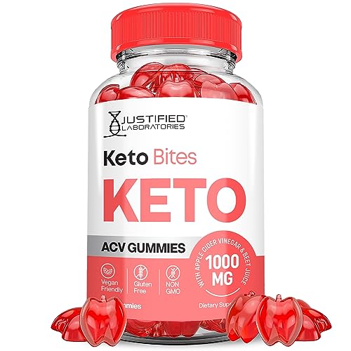 Justified Laboratories Keto Bites Keto ACV Gummies 1000MG Vegan Non GMO with Pomegranate Juice Beet Root B12 60 Gummys
