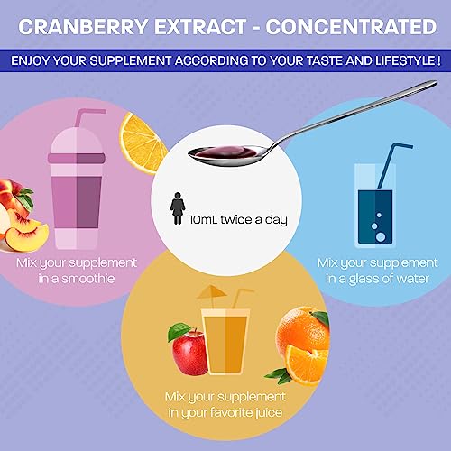 Liquid Cranberry Extract 500ml – Concentrated Formula - for Urinary Tract Infections - Antioxidant - Sugar Free – GMO-Free - Gluten Free - Vegan - Made in Canada