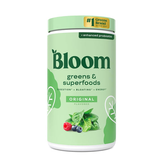 Pre-Order | Arrives in 5–10 Days – 
Bloom Nutrition Superfood Greens Powder, Digestive Enzymes with Probiotics and Prebiotics, Gut Health, Bloating Relief for Women, Chlorella, Green Juice Mix with Beet Root Powder, 60 SVG, Original