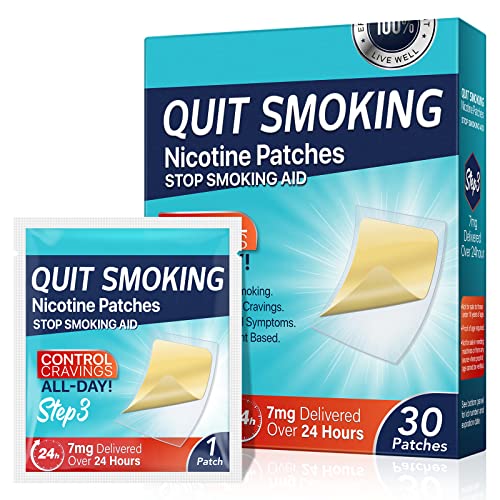 Quit Smoking Patches Step 3 - 7 mg, Quit Patches 30 Count- Stop Aid to Help Quit That Work, Transdermal System Patch - Delivered Over 24 Hours, Behavioral Support Program Information Included (Step3-30PC)