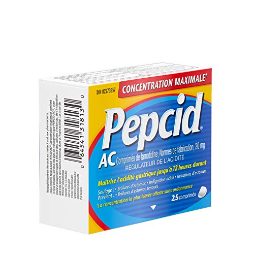Pepcid Acid Controller, Maximum Strength Tablets, Acid Reducer for Heartburn, Acid Reflux and Upset Stomach Relief, 25 Tablets