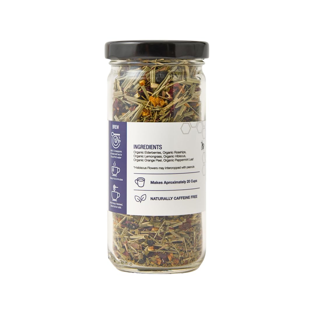 Immunity Infusion Loose Leaf Tea, Pure Natural Herbal Tea Blend with Elderberry, Hibiscus, and Peppermint (2 ounce)