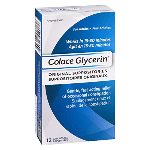 Pre-Order | Arrives in 5–10 Days – Colace Glycerin Suppositories - Adult | Gentle Fast Acting Relief of Occasional Constipation | 12 Count