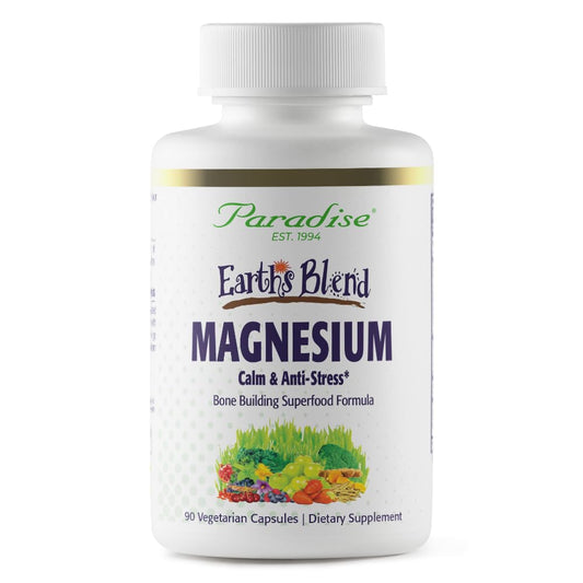 Pre-Order | Arrives in 5–10 Days – Paradise Herbs Earth's Blend Magnesium Supplement, Support Stress Relief, Sleep, Heart Health, Nerves, Muscles, Vegan, Non-GMO, Gluten Free, 90 Vegetarian Capsules