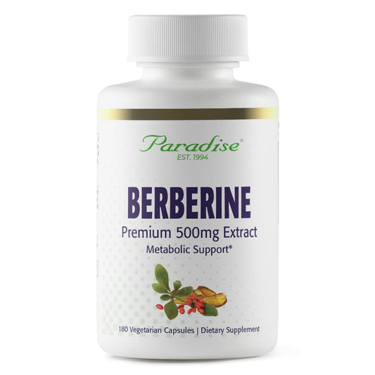 Paradise Herbs, Berberine Extract, 500 mg, Pure & Potent Berberine Supplement, Vegan, Non GMO, Gluten Free, 180