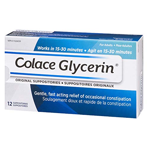 Pre-Order | Arrives in 5–10 Days – Colace Glycerin Suppositories - Adult | Gentle Fast Acting Relief of Occasional Constipation | 12 Count