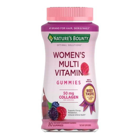 Nature's Bounty Optimal Solutions Women's Multivitamin, Immune and Cellular Energy Support, Bone Health, Raspberry Flavor, 80 Gummies, 40 Total Servings