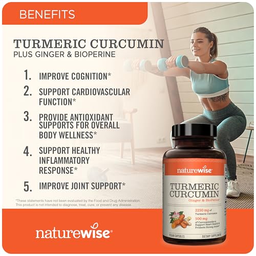 NatureWise Curcumin Turmeric 2250mg - 95% Curcuminoids & BioPerine Black Pepper Extract for Advanced Absorption - Daily Joint and Immune Health Support - Vegan, Non-GMO, 360 Count[120-Day Supply]
