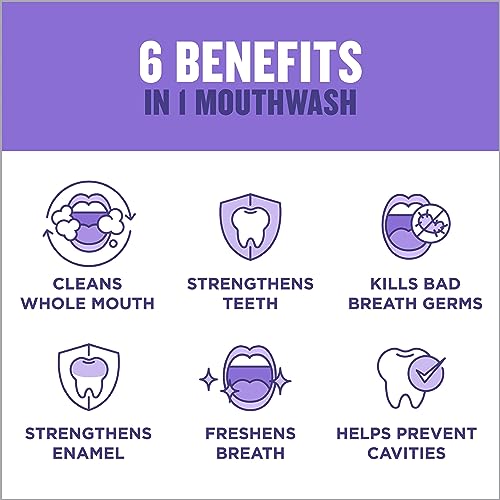 Listerine Total Care Anticavity Fluoride Mouthwash, 6 Benefits in 1 Oral Rinse Helps Kill 99% of Bad Breath Germs, Prevents Cavities, Strengthens Teeth, ADA-Accepted, Fresh Mint, 1 L