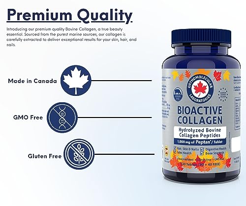 Beauty Collagen - Hydrolyzed Bovine Collagen Peptides 130 Tablets - 1,000mg of Peptan/Tablet - Orthomolecular Laboratories (Canada) - Research Based Advanced Formulas