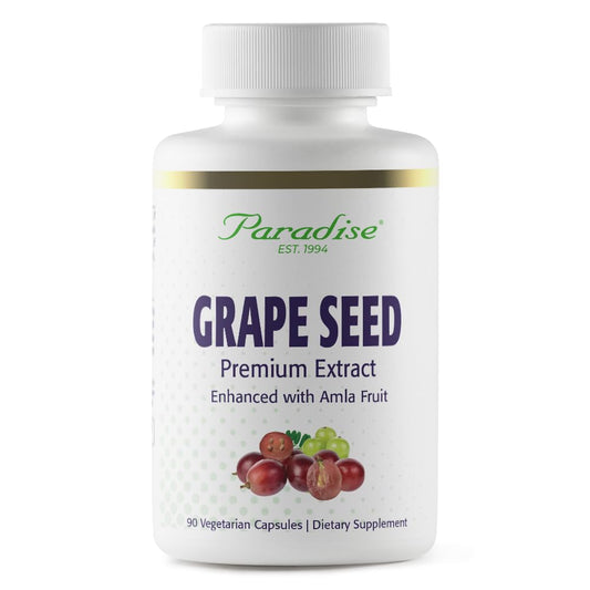Paradise Herbs Grape Seed Extract, Active Whole Spectrum, Antioxidant, Vegan, Non GMO, Gluten Free, 90 Vegetarian Capsules