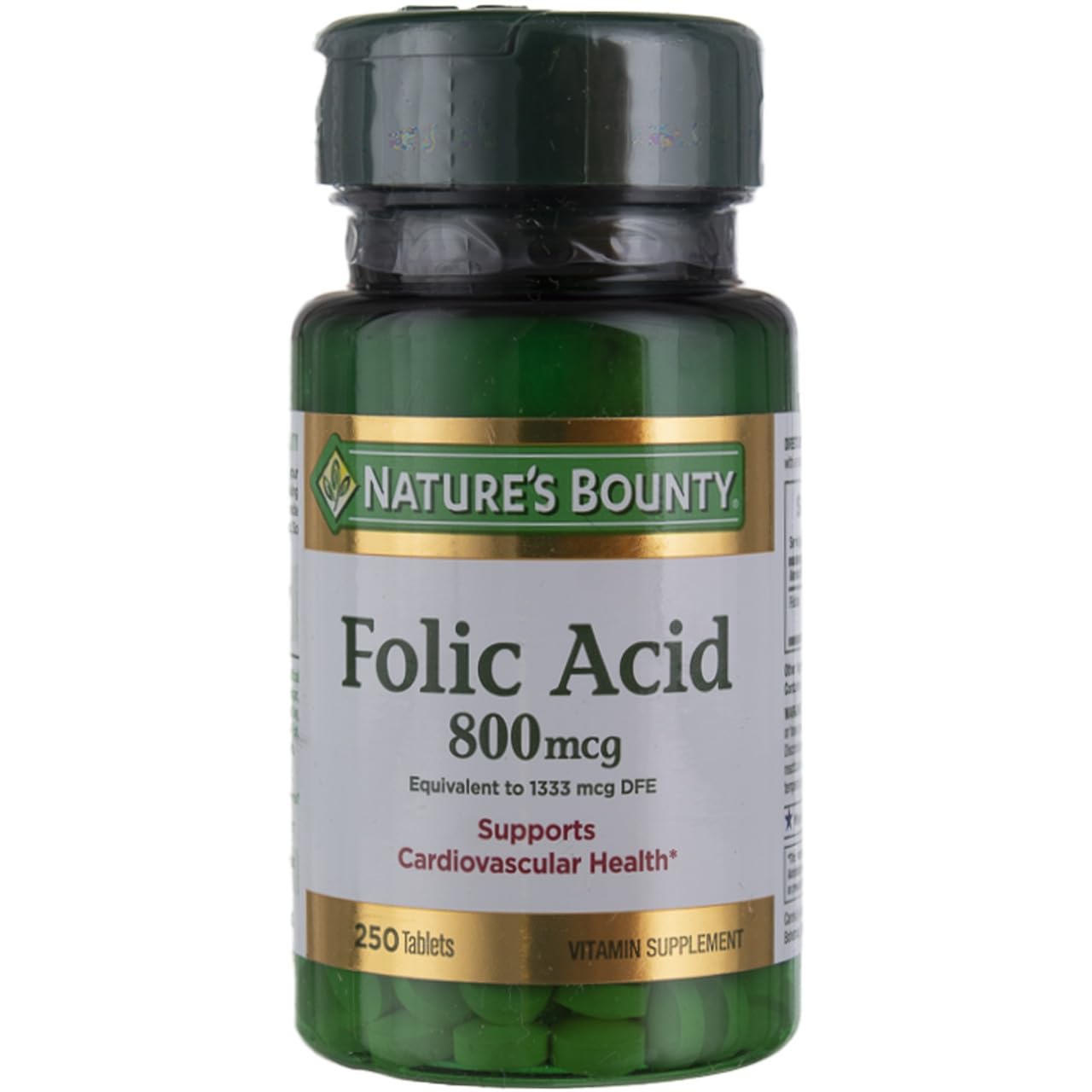 Nature's Bounty Folic Acid 800 mcg Tablets Maximum Strength 250 ea