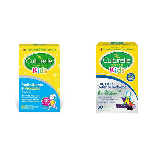 Pre-Order | Arrives in 5–10 Days – Culturelle Kids Complete Chewable Multivitamin + Probiotic for Kids & Immune Defense Probiotic with Vitamin C