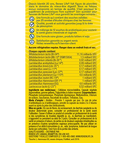 Pre-Order | Arrives in 5–10 Days – Renew Life Probiotics Ultimate Flora Women's Daily Care™ Probiotic, Helps maintain healthy vaginal pH, yeast, urinary tract and feminine health, 25 Billion Active Cultures, 30 Vegetarian capsules