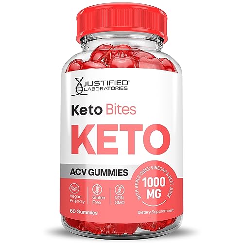 Justified Laboratories Keto Bites Keto ACV Gummies 1000MG Vegan Non GMO with Pomegranate Juice Beet Root B12 60 Gummys