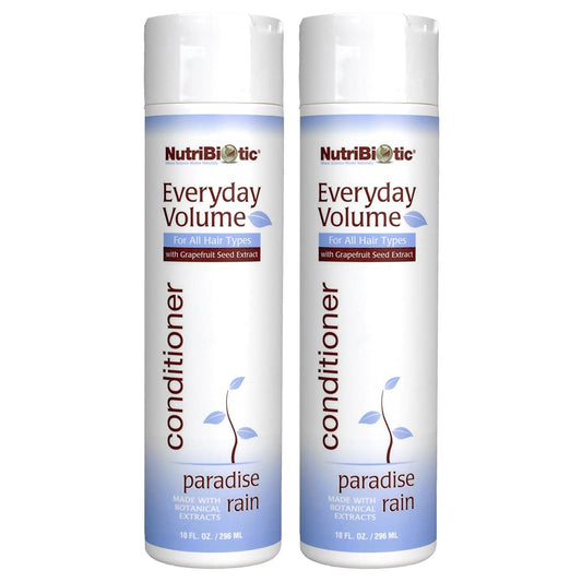 NutriBiotic - Everyday Volume Conditioner Paradise Rain, 10 fl. Oz Twin Pack | GSE & Botanicals for All Hair Types | Free of Parabens, Sulfates, Dyes, Colorings, Cocamide DEA & Chlorine Derivatives