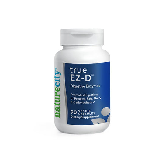 NatureCity True-EZ-D Non-GMO Digestive Enzyme Complex Supplement for Digestive Health and Bloating Relief for Men and Women (90 Veggie Capsules) Super Enzymes
