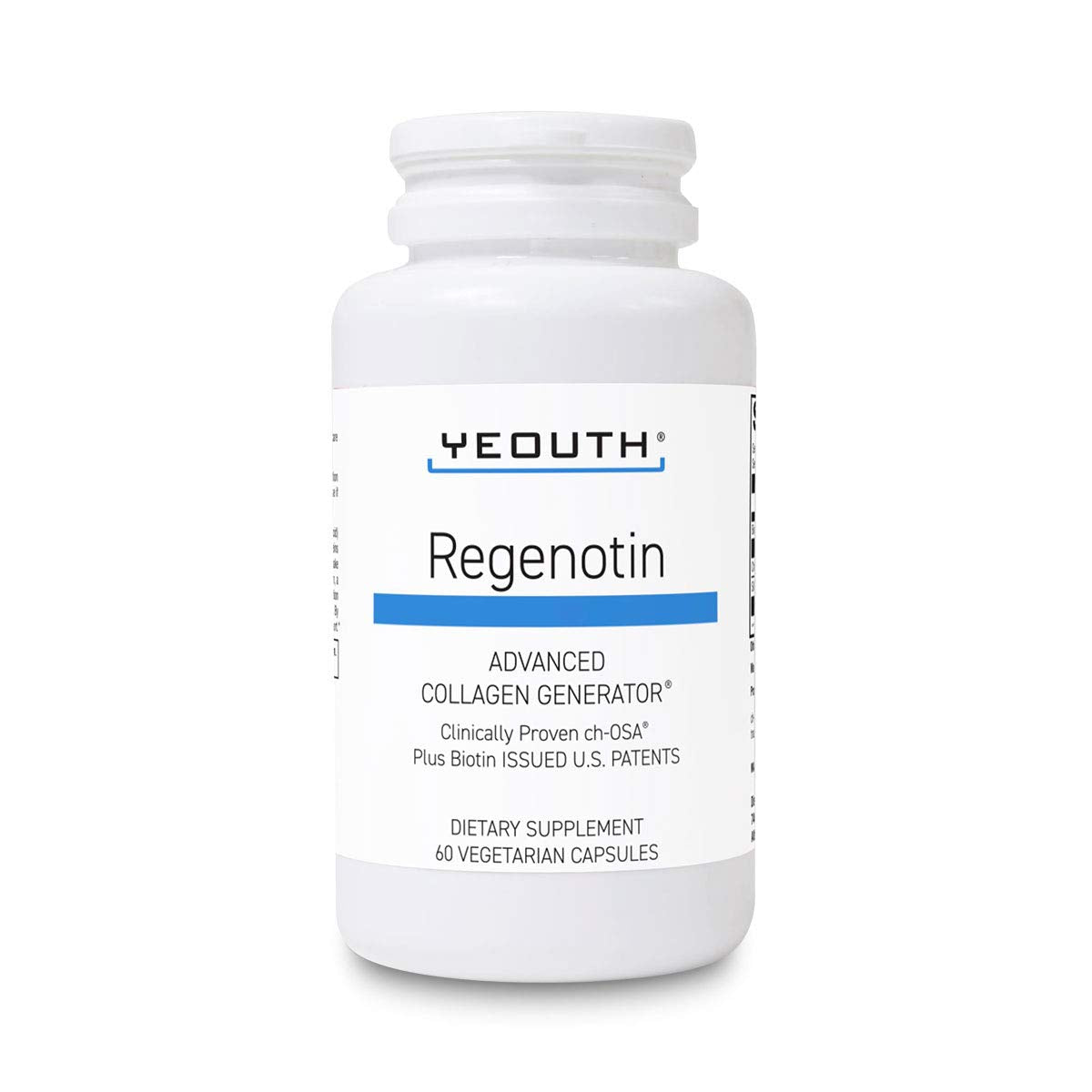 YEOUTH Regenotin Collagen Support for Skin, Nails, Hair, and Joints, Vegetarian Dietary Supplements for Men and Women, 60 Capsules