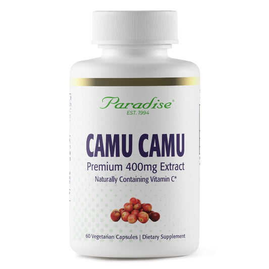 Paradise Herbs, Organic Camu Camu Extract, 400 mg, Rich in Vitamin C, Pure & Potent, Gluten Free, Non-GMO, Vegan, 60 Capsules