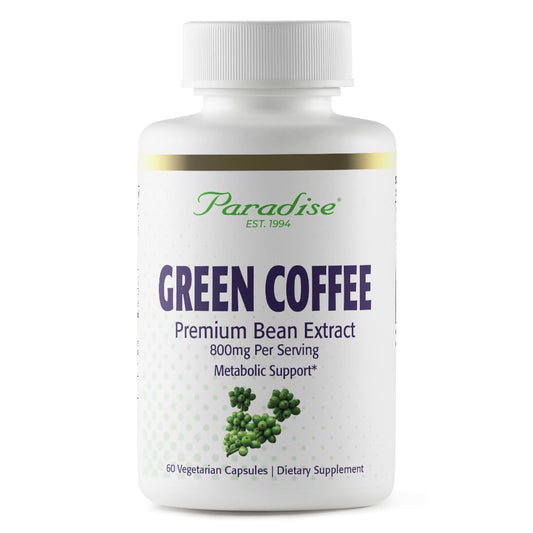 Paradise Herbs Green Coffee Bean, Active Whole Spectrum Extract, Super Potent, Ultra Pure, Vegan, Gluten Free, Non-GMO, 60 Count Vegetarian Capsules