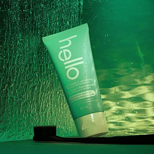 Hello Vegan Fluoride Toothpaste, Moisturizing Hemp Seed Oil + Coconut Oil, Super Fresh Family Farmed Spearmint, Naturally Whitening Toothpaste, Helps Remove Plaque, 82ml