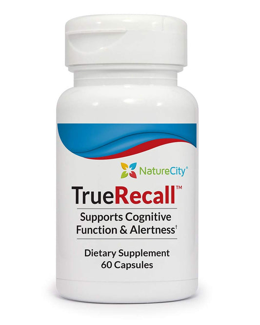 NatureCity True-Recall Memory Support & Brain Booster Supplement (60 Capsules) Brain Supplements for Memory and Focus - Non-GMO, Gluten Free, Vegan Friendly and BPA Free